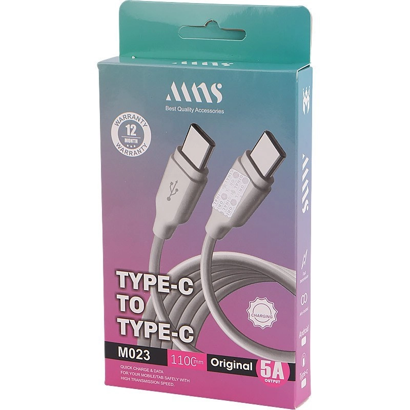 MNS M023 5A 1.1m Type-C To Type-C Fast Charging Cable